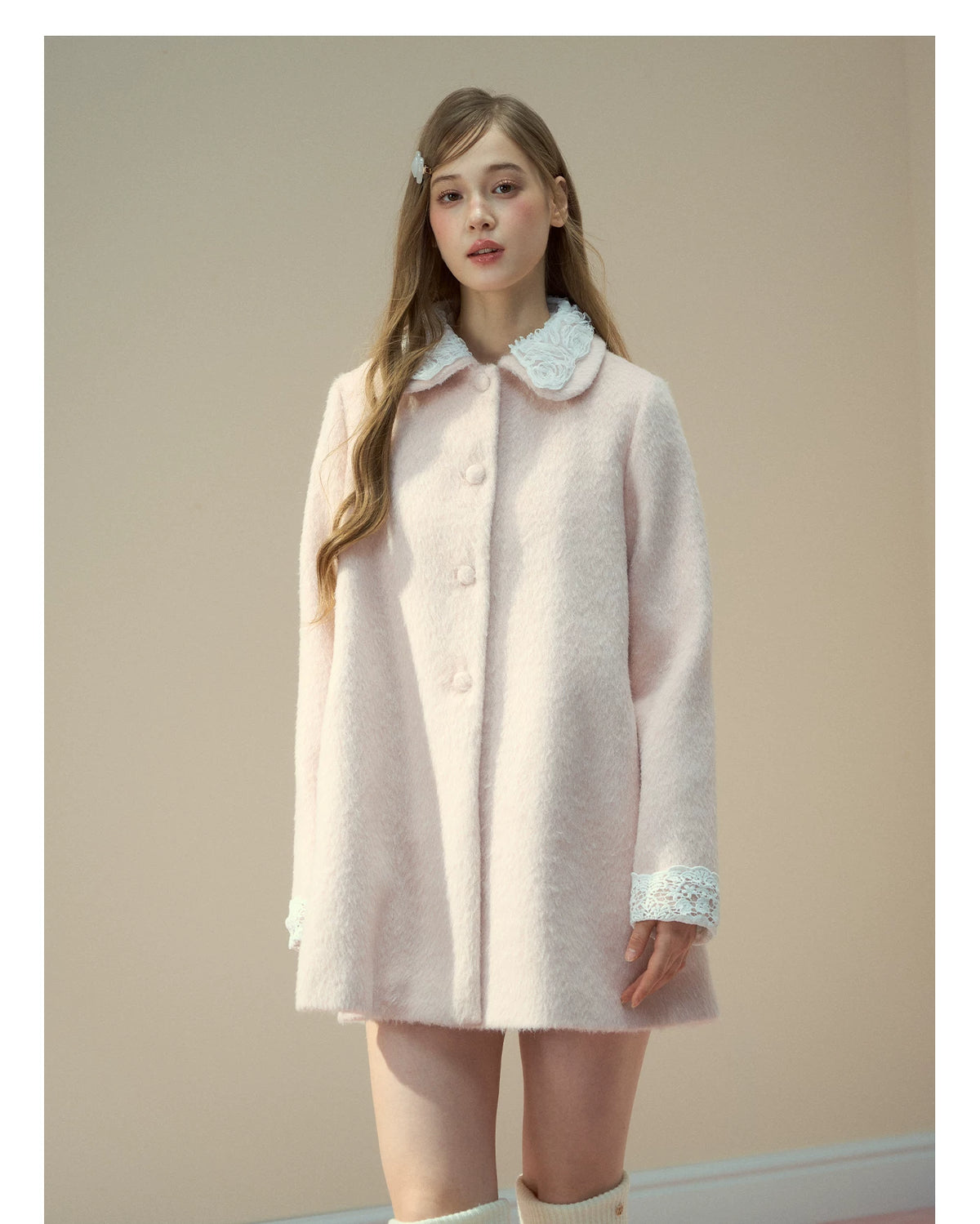 SunsetPark - "Everyday Heiress" Heiress Pink Cape Coat Set (Coat + Detachable Cape)