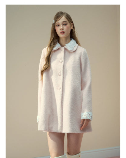 SunsetPark - "Everyday Heiress" Heiress Pink Cape Coat Set (Coat + Detachable Cape)