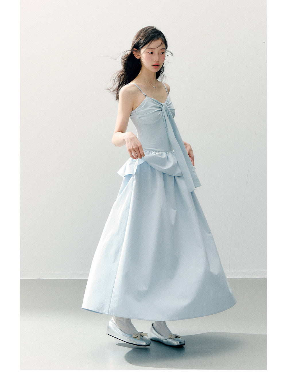 ANNATTO - Soft Sky Blue Bow-Tie Modal Strapless Dress Set