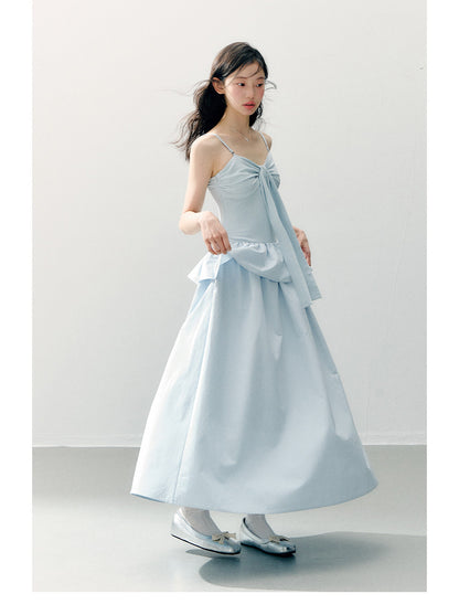 ANNATTO - Soft Sky Blue Bow-Tie Modal Strapless Dress Set