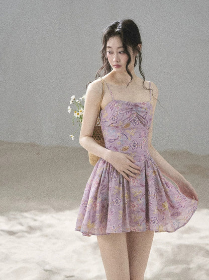 "Iris Bloom" Purple Iris Cami Mini Dress