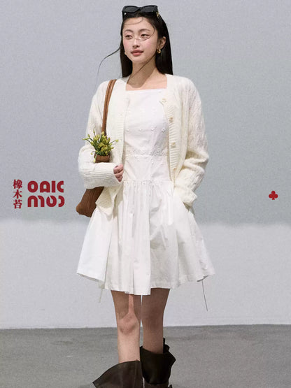 OAKMOO - Gardenia White Mohair-Blend Academy Knit Cardigan 25Q420