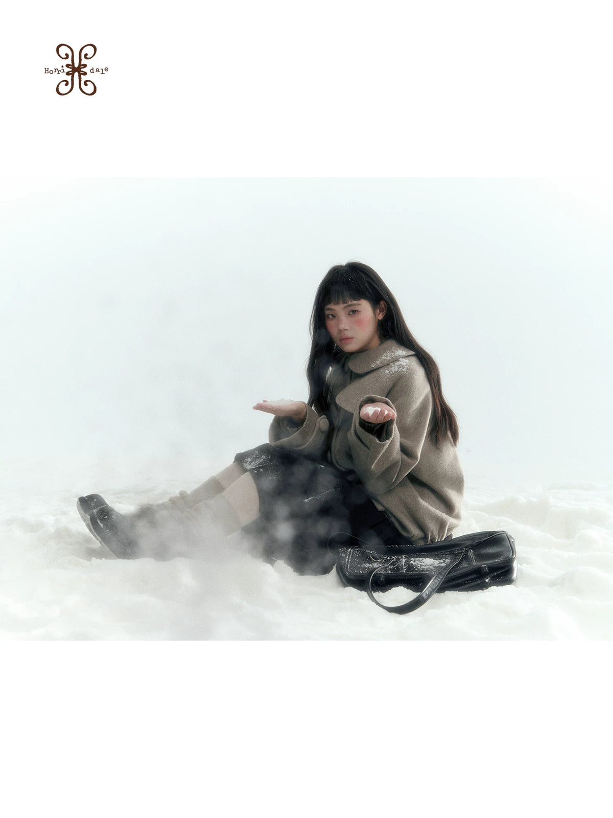 Short Cocoon Wool-Blend Coat (Taro Purple / Oatmeal Gray)