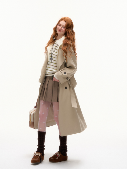 ASGONY - Preppy Layered-Look Hooded Trench Coat