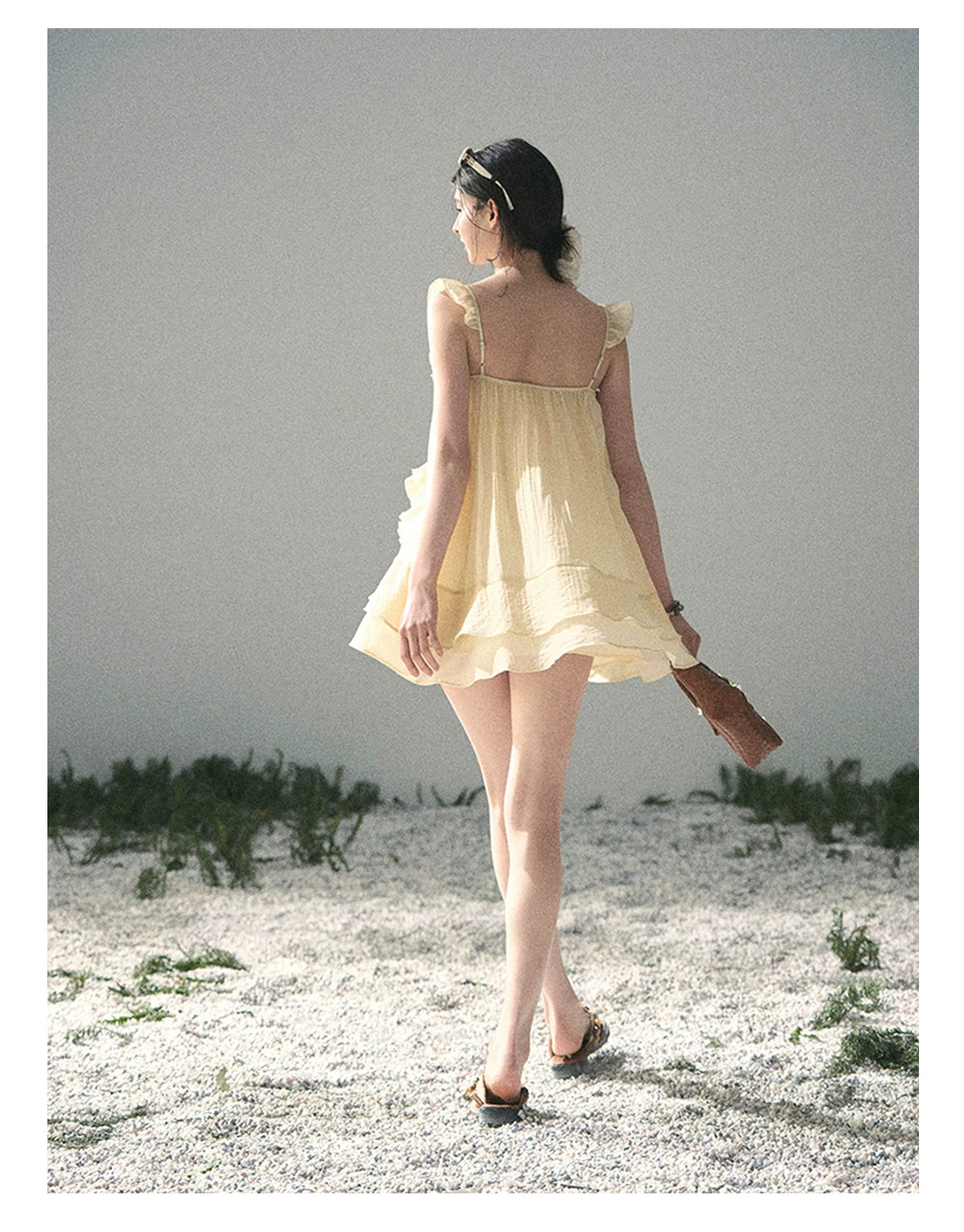 “Tenderly Entwined” Soft Butter Yellow Ruffle Babydoll Dress 4563543