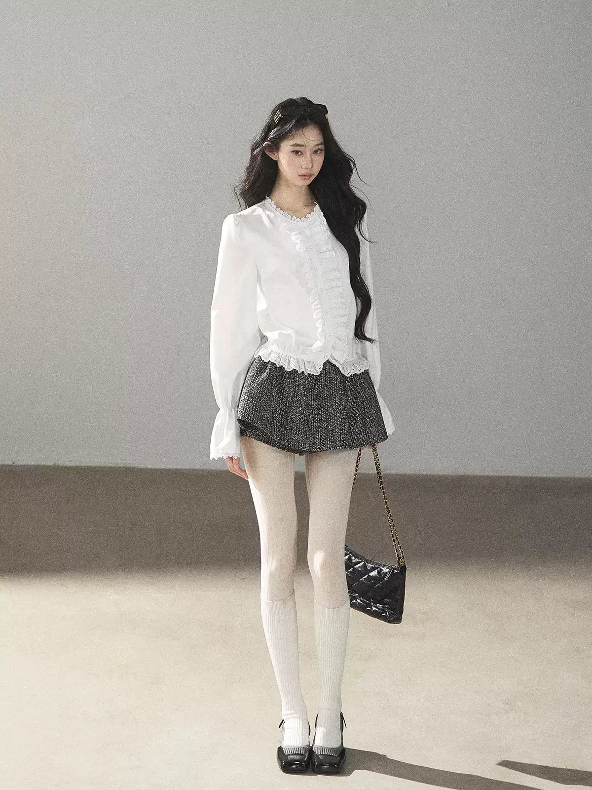 AOMALM - "Bluebells in Bloom" Pearl White Lace Blouse