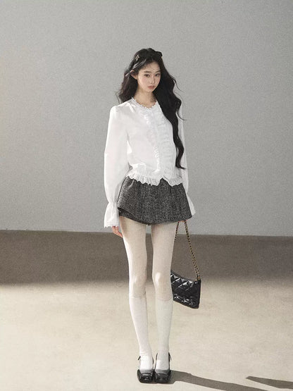 AOMALM - "Bluebells in Bloom" Pearl White Lace Blouse