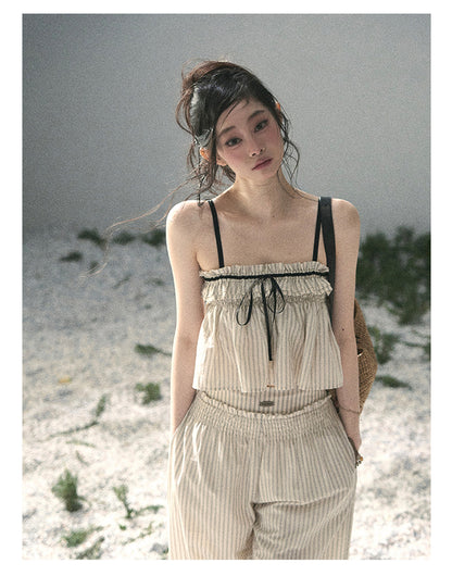 “Midsummer Woven Daydream” Dutch Cream Stripe Two-Piece Set