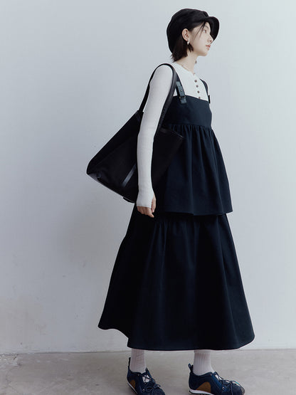 FUSSED Blues Dusky Blue Doll Top & A-Line Skirt Set FOF-25SS110