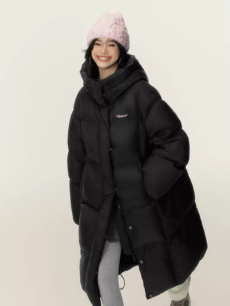 EPTISON - Jet Black Long 90% White Duck Down Puffer Coat