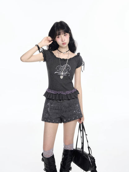 170726K "Moonlit Muse" Convertible Off-Shoulder Collection (Knit Top / Casual Shorts)