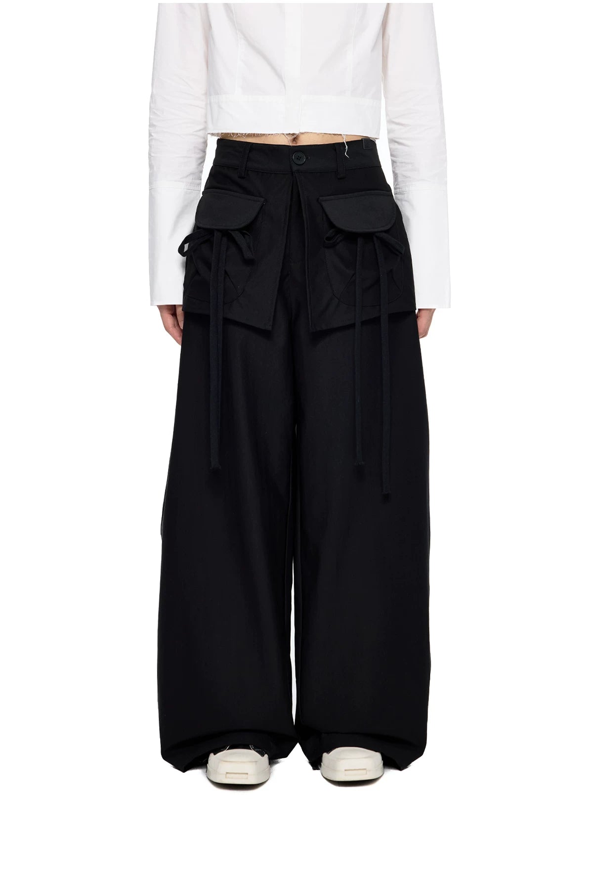 EZEK | Patchwork Drawstring Wide-Leg Lounge Pants (Black / Gray)