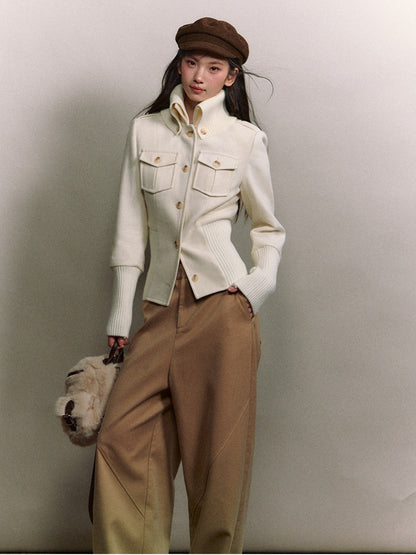 Soote Season - "Cloud & Roast" Two-Way High-Neck Cinched Wool Jacket