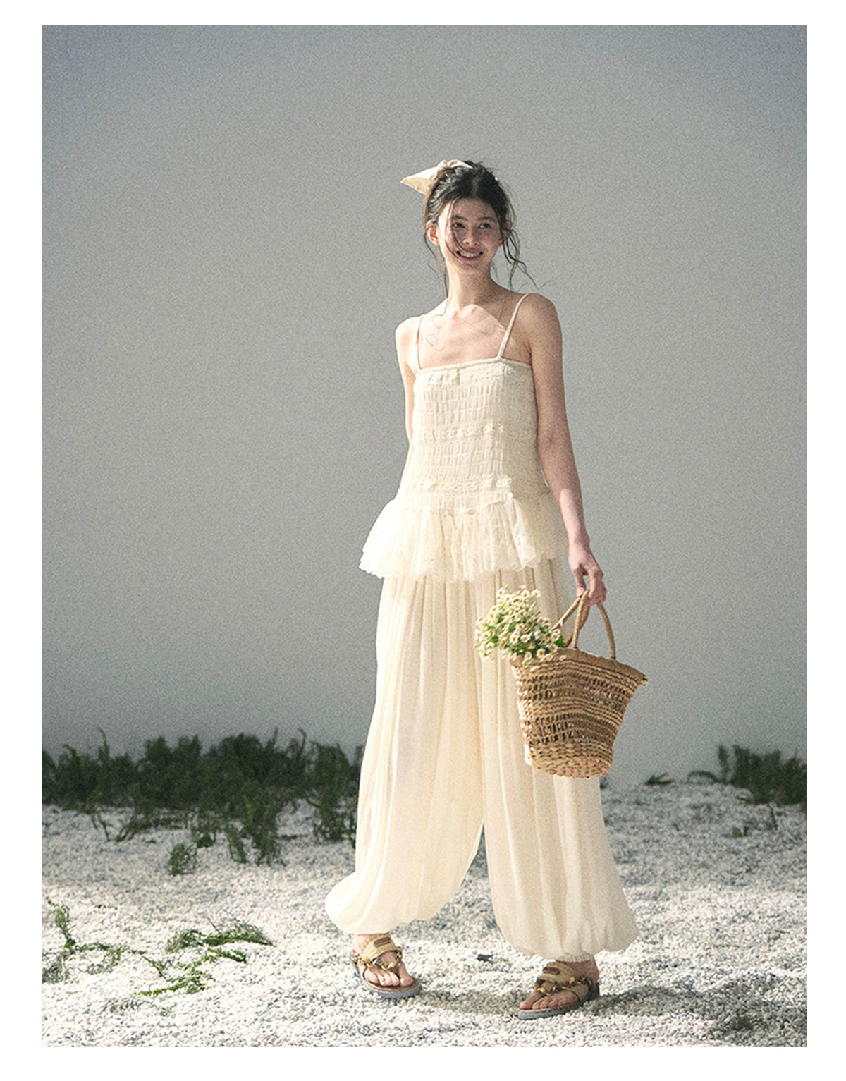 "Fallen Into Your Gaze" Dutch Cheese Lace Top & Jogger Pants Two-Piece Set