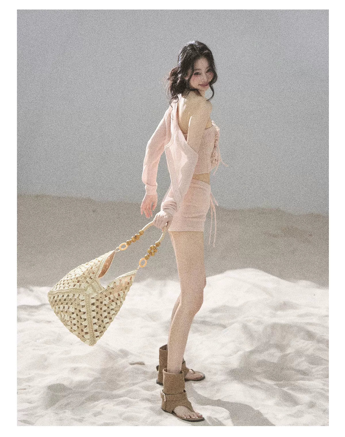 "Forest After Rain" Dusty Rose 3-Piece Cardigan & Shorts Set 45236485