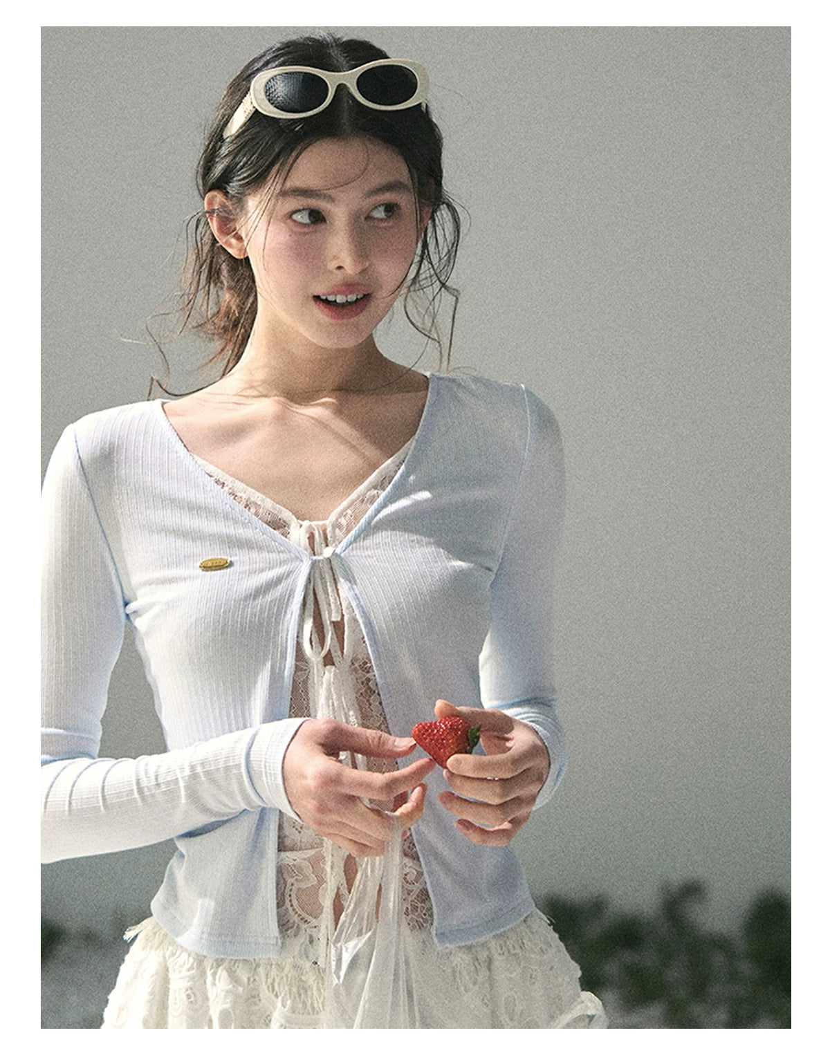 “Dreams Between Seams” Baby Blue Layered Lace Top