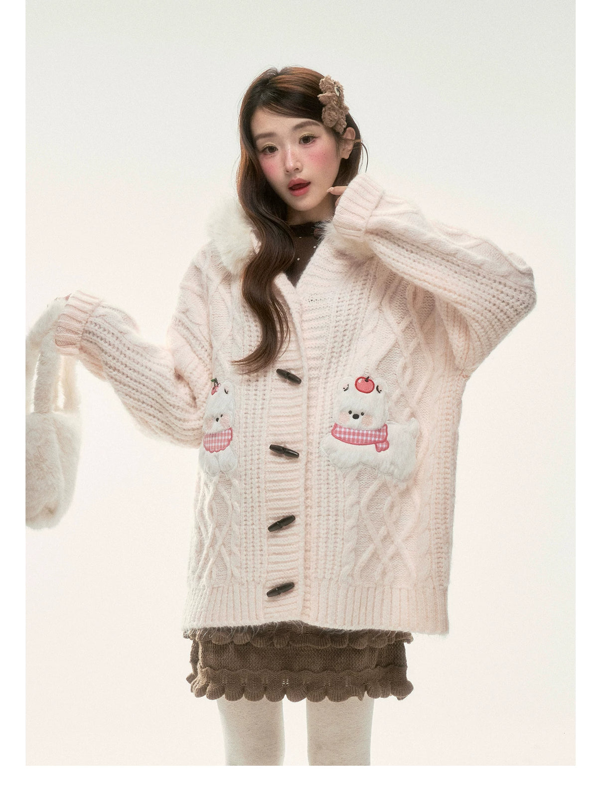 BIBIBENCY - Pink West Highland Terrier Knit Cardigan
