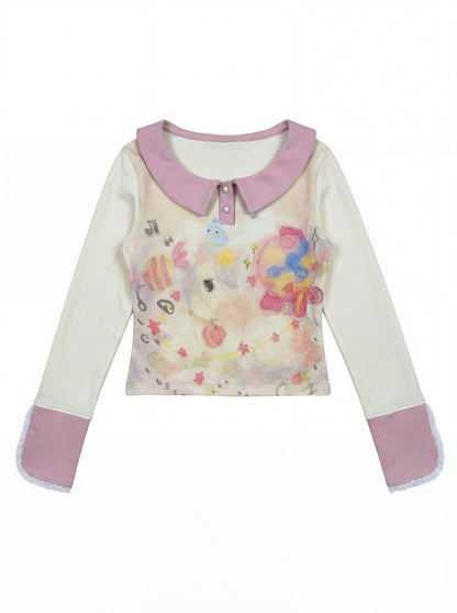 “Spring Palette Reverie” Apricot Cropped Knit Top