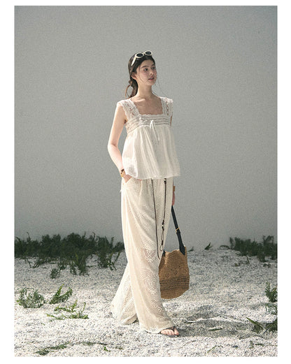 “Summer Light Through Veil” Ivory Lace Babydoll Blouse