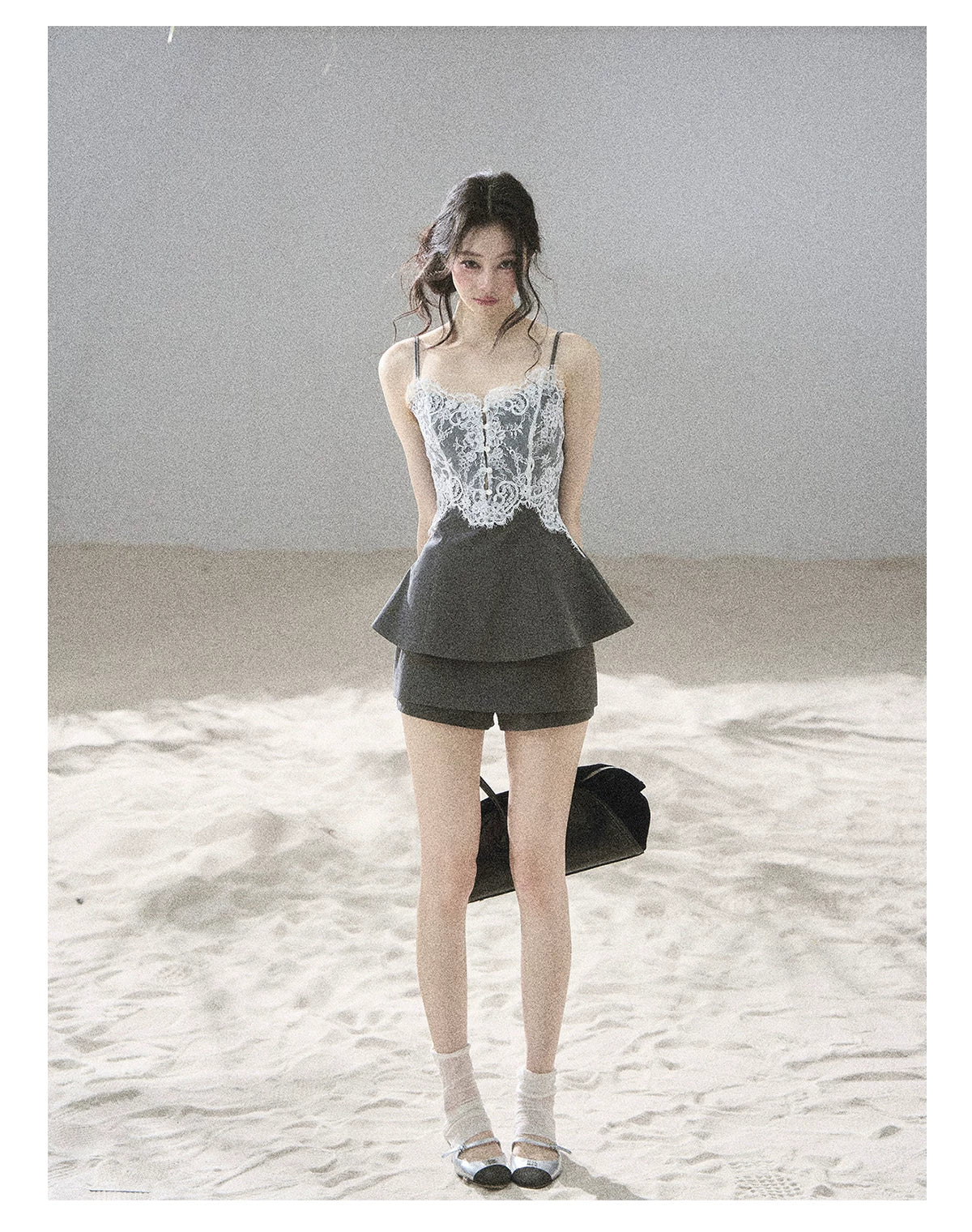 "Exclusively Hers" Intellect Gray Lace Cami & Skort Set