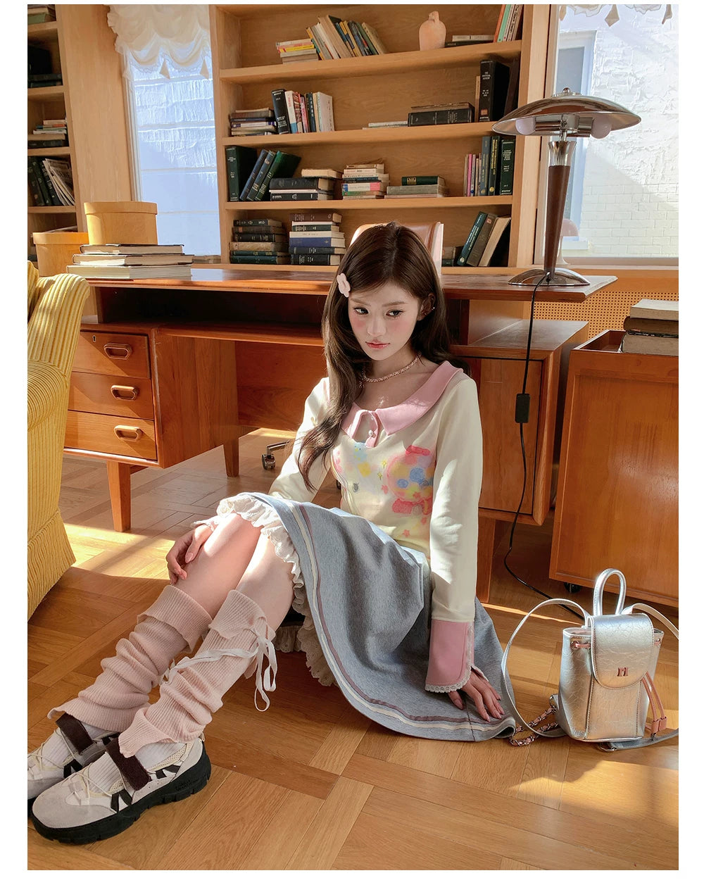 “Spring Palette Reverie” Apricot Cropped Knit Top