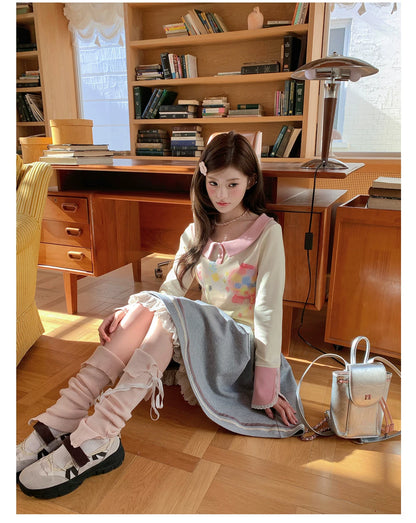 “Spring Palette Reverie” Apricot Cropped Knit Top