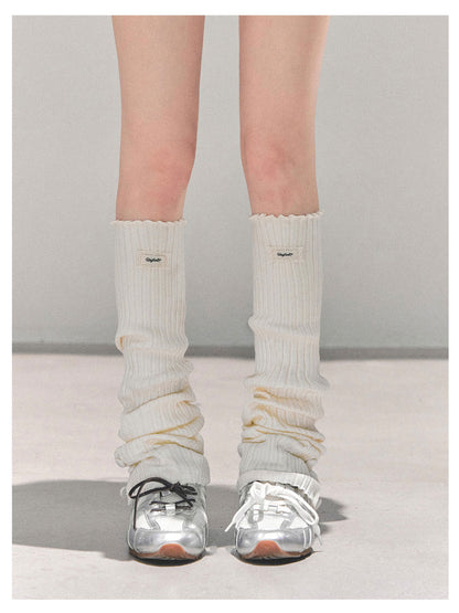 少也眼 “Whispered Warmth" Knit Winter Leg Warmers - Beige