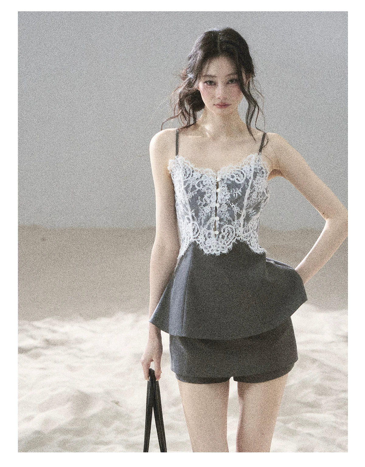 "Exclusively Hers" Intellect Gray Lace Cami & Skort Set