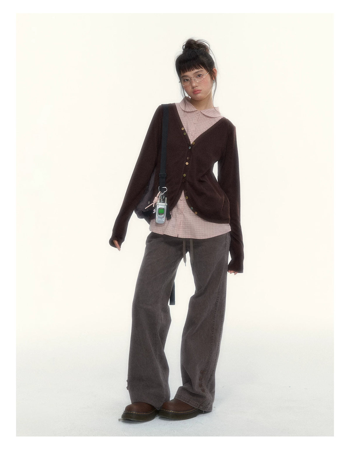 "A Season Called Autumn" Coffee Brown Vintage Washed Wide-Leg Utility Pants