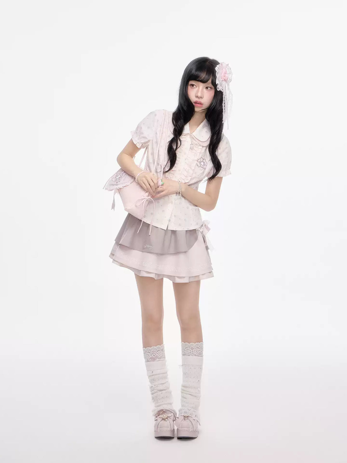 “Melly Melly” Cream & Gray Japanese School Girl Set