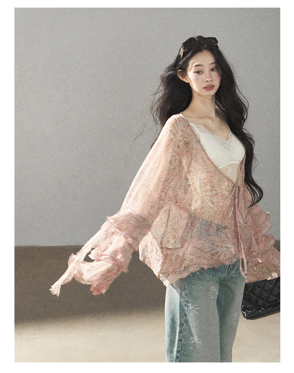 170726 "A Place Where Softness Rests" Lotus Mauve Ruffle Tie-Front Cover-Up Cardigan