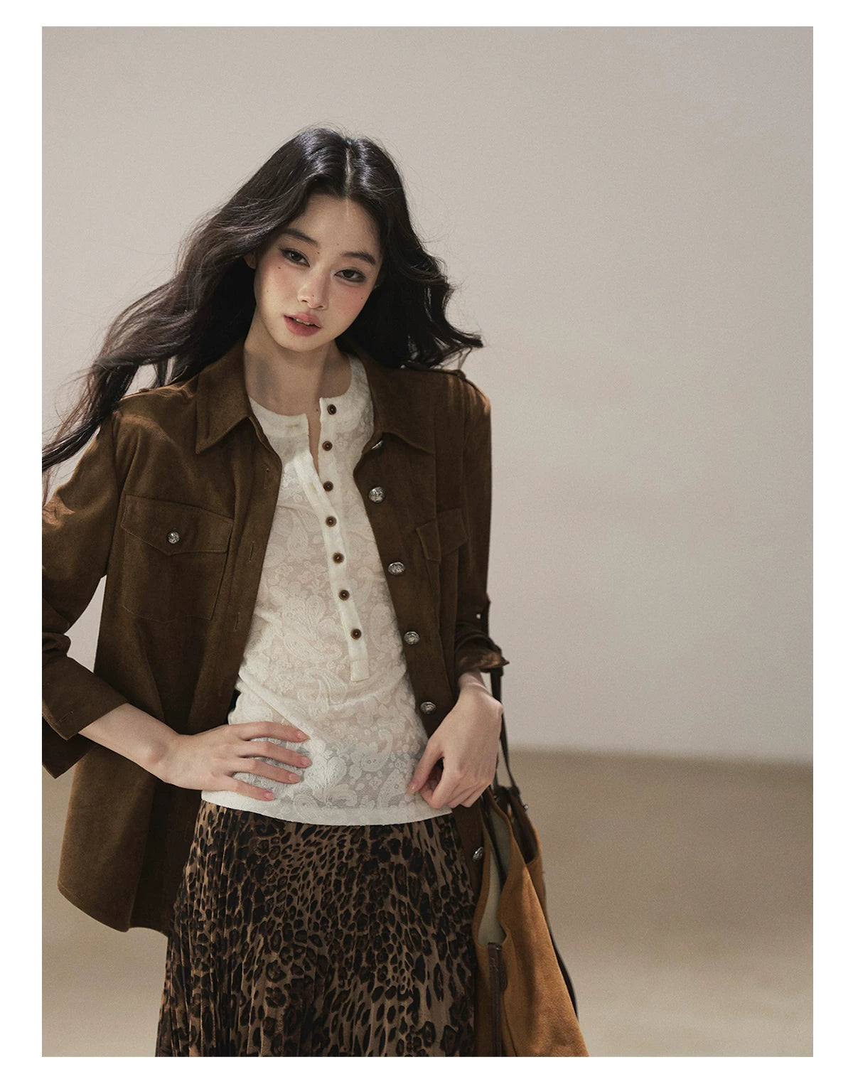 AOMALM - "Clear Lines" Long-Sleeve Finger-Hole Flared Sleeve Knit Top