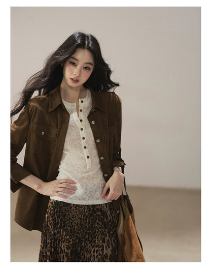 AOMALM - "Clear Lines" Long-Sleeve Finger-Hole Flared Sleeve Knit Top