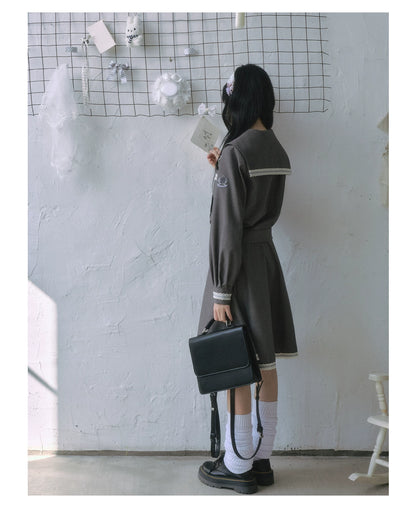 "Showa Girl" Sailor Uniform Collection (Sailor Blouse / A-Line Skirt / Box Pleated Midi Skirt / Polka Dot Scarf)
