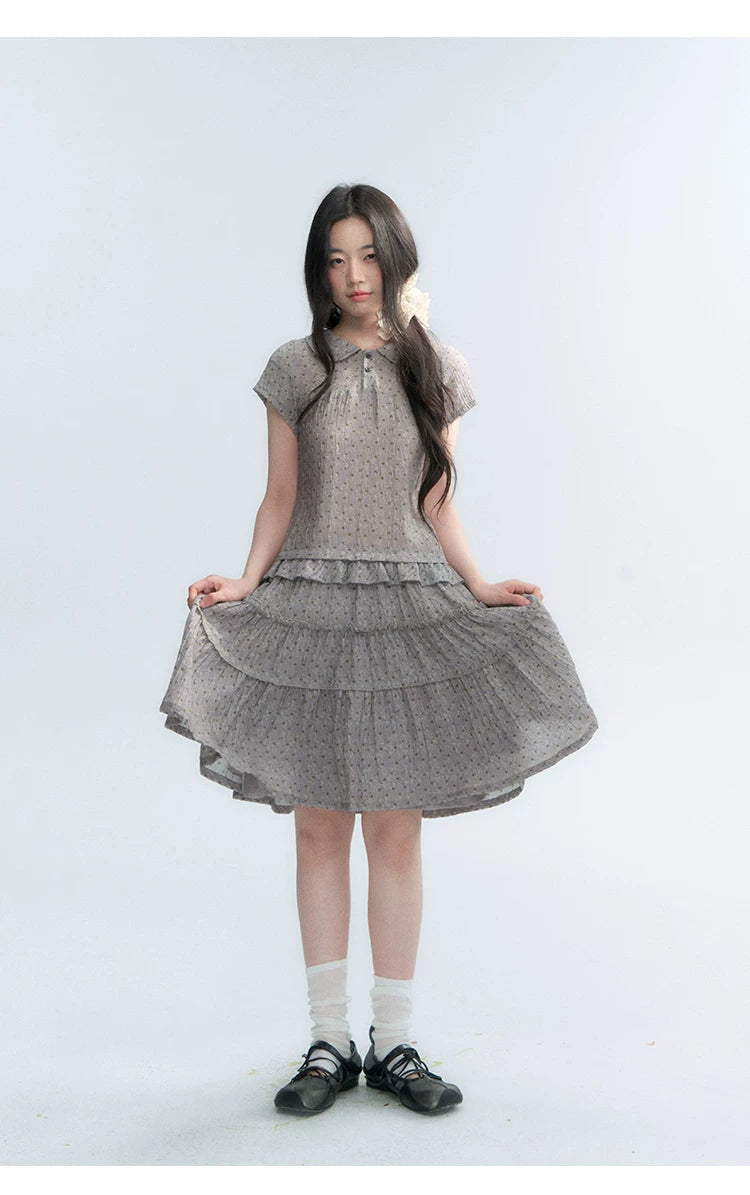 "Weekend Diary" Ruffle Tiered Polo Midi Dress