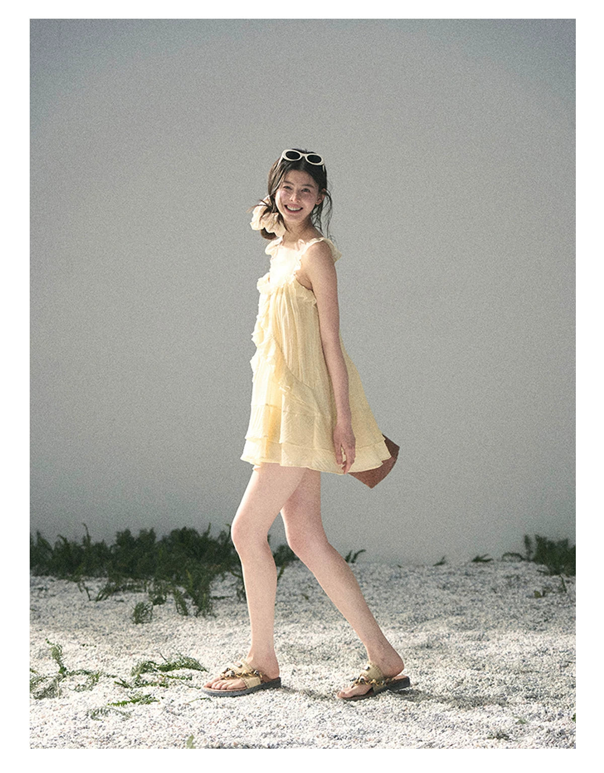 “Tenderly Entwined” Soft Butter Yellow Ruffle Babydoll Dress 4563543