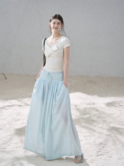 "White Tea Under the Moonlight" White Lace V-Neck Top