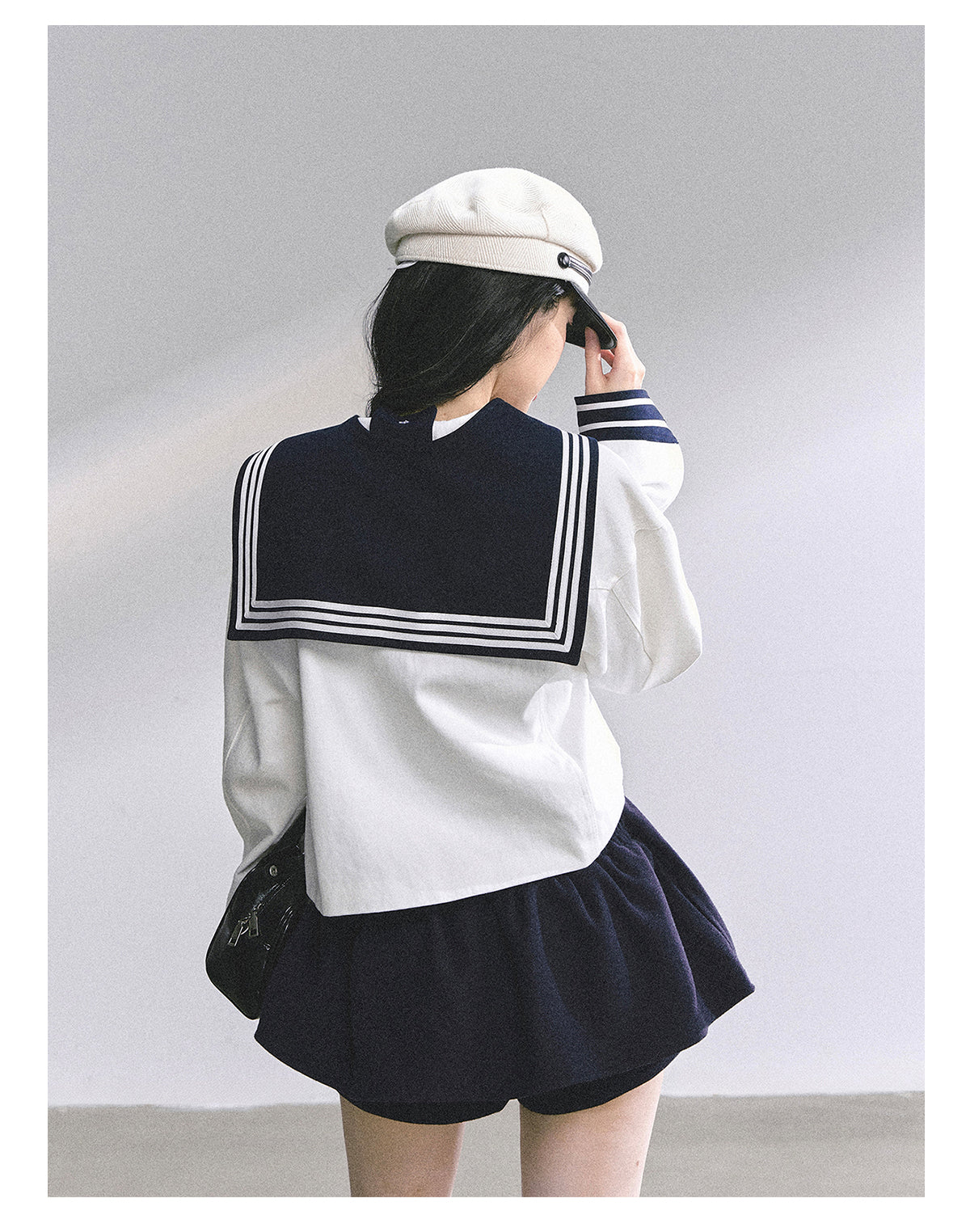 少也眼 "New York Art Museum" Detachable Sailor-Collar Denim Jacket 5764567