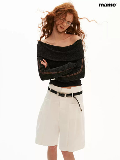 MAMC - Femme Edge Off-Shoulder Long-Sleeve Top (Red / Black)