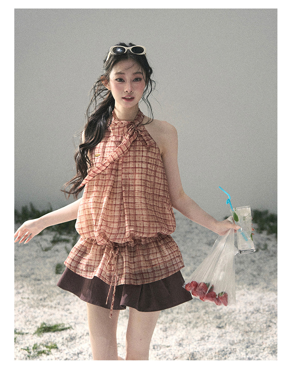 “Corridor Chimes” Chestnut Brown A-Line Puff Mini Skirt
