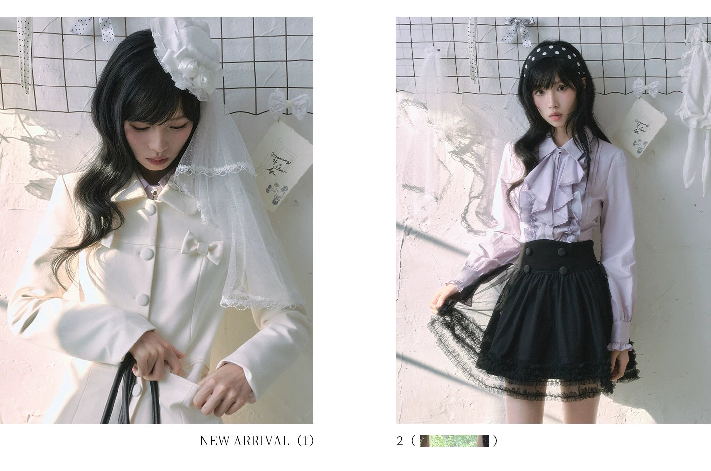 "Showa Girl" Tailored Layered Collection (Blazer / High-Waist Skirt / Victorian Shirt / Mesh Overlay Skirt)