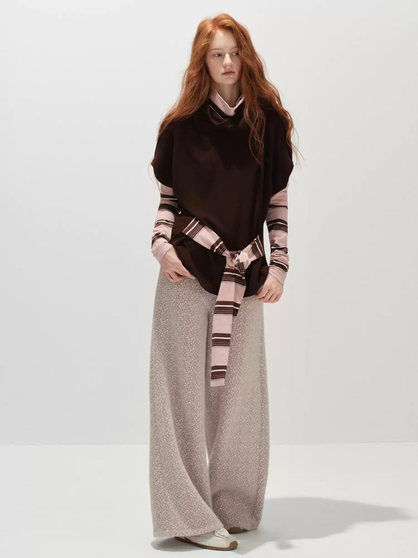 "冬迹序曲" Speckled Two-Tone Textured Winter Trousers (Rose Sand)