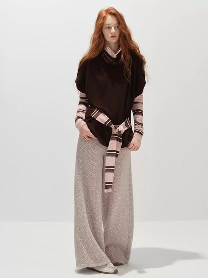 "冬迹序曲" Speckled Two-Tone Textured Winter Trousers (Rose Sand)