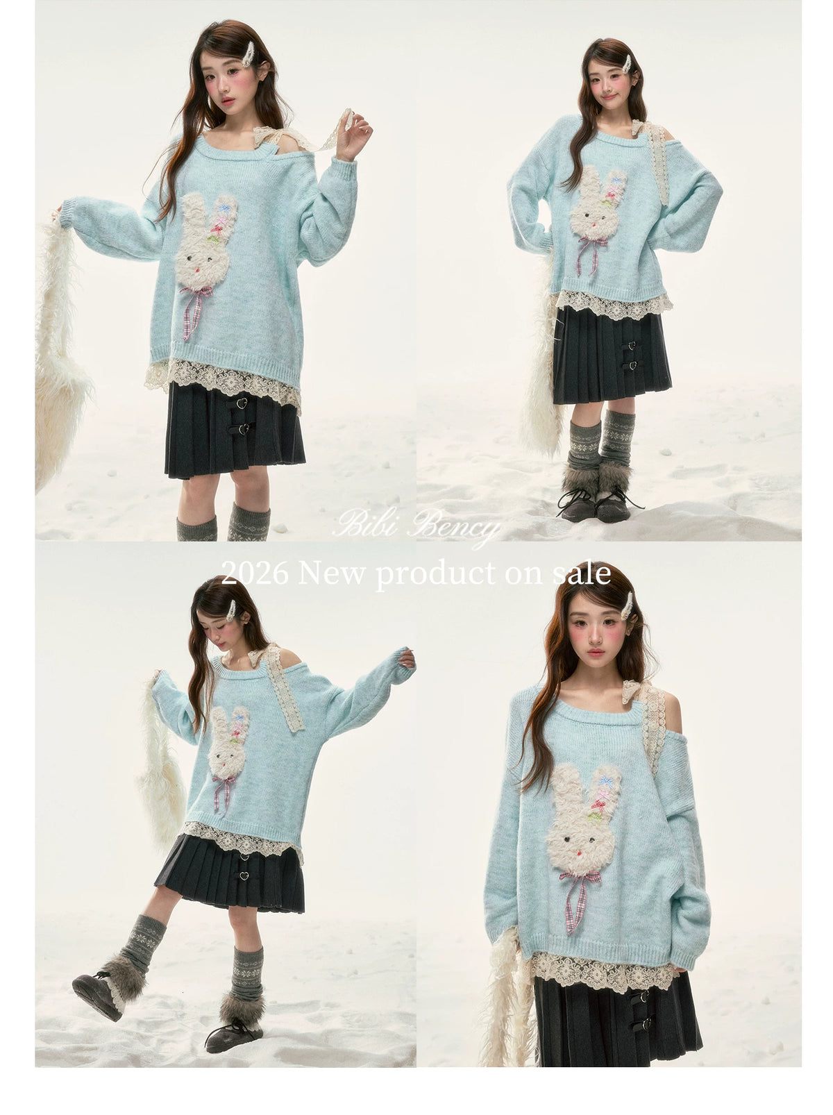 BIBIBENCY - Light Blue Bunny Alpaca-Blend Sweater