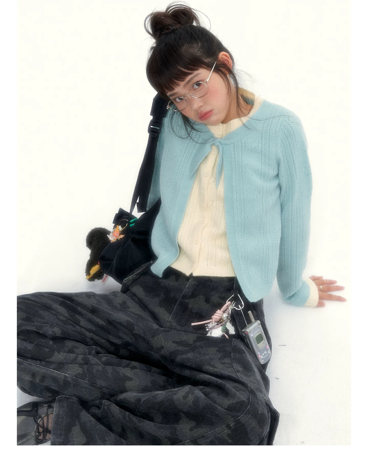 Camouflage Washed Wide-Leg Utility Pants