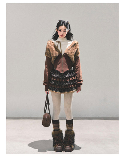 少也眼 "Sleeping with Snow" Short Teddy Fleece Jacket 5468423