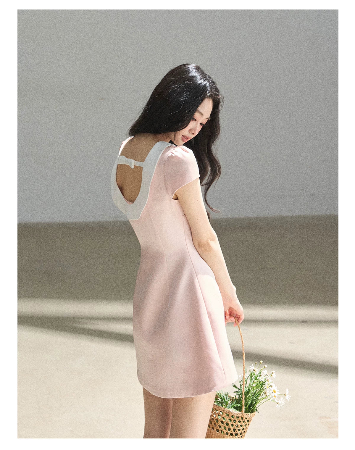 "First Bloom" Pink Mist Satin Puff Mini Dress