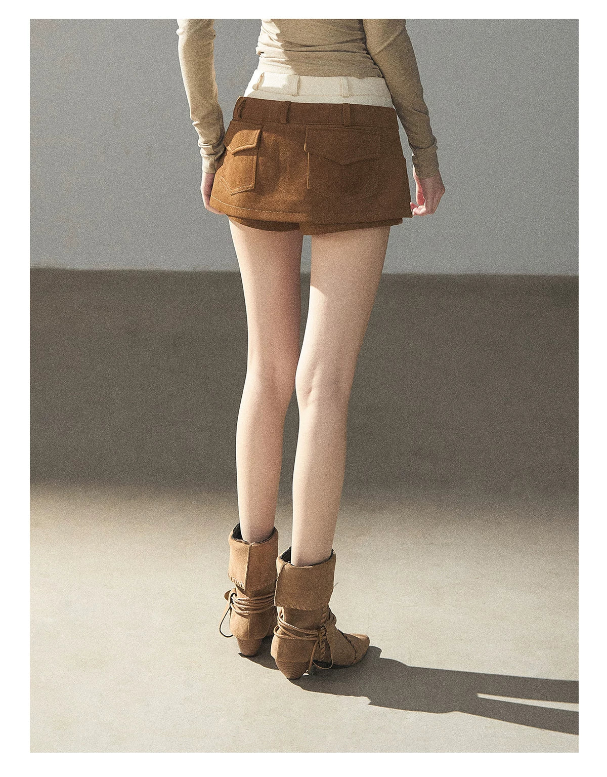 AOMALM - "Among the Oak Trees" Toasted Pecan Faux Suede Skort