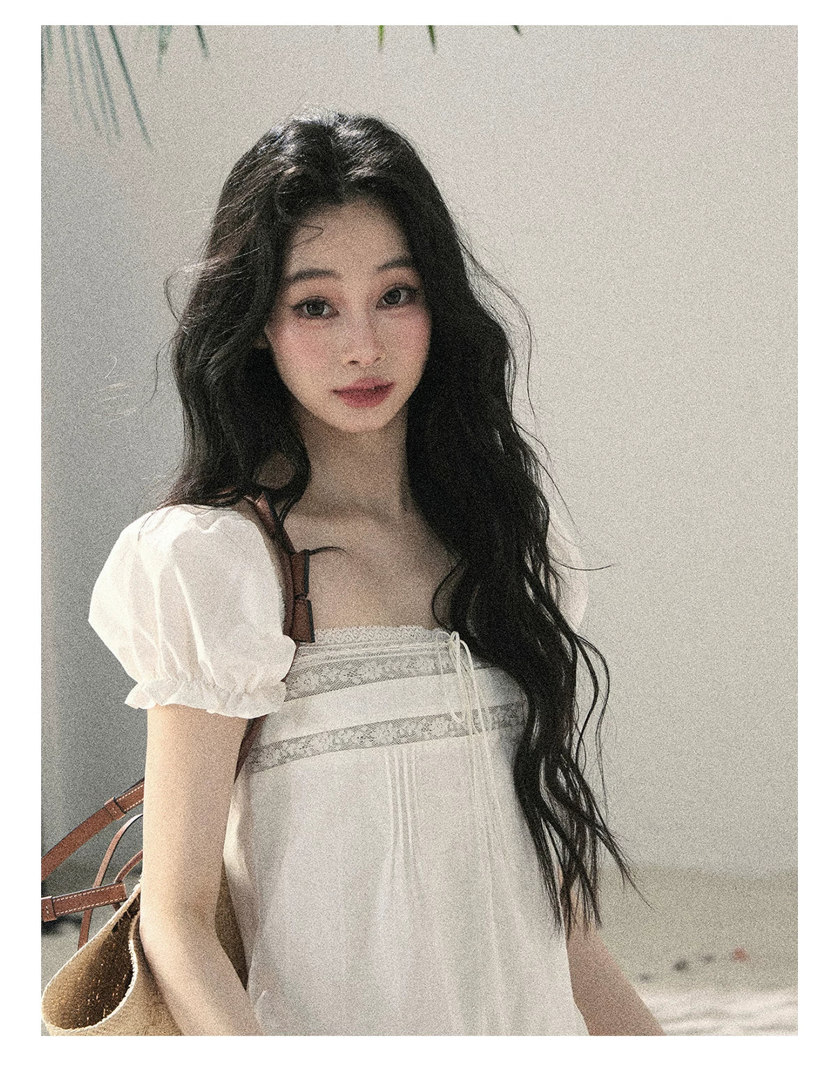 "Light as a Cloud" Frost White Puff Sleeve Lace Babydoll Mini Dress