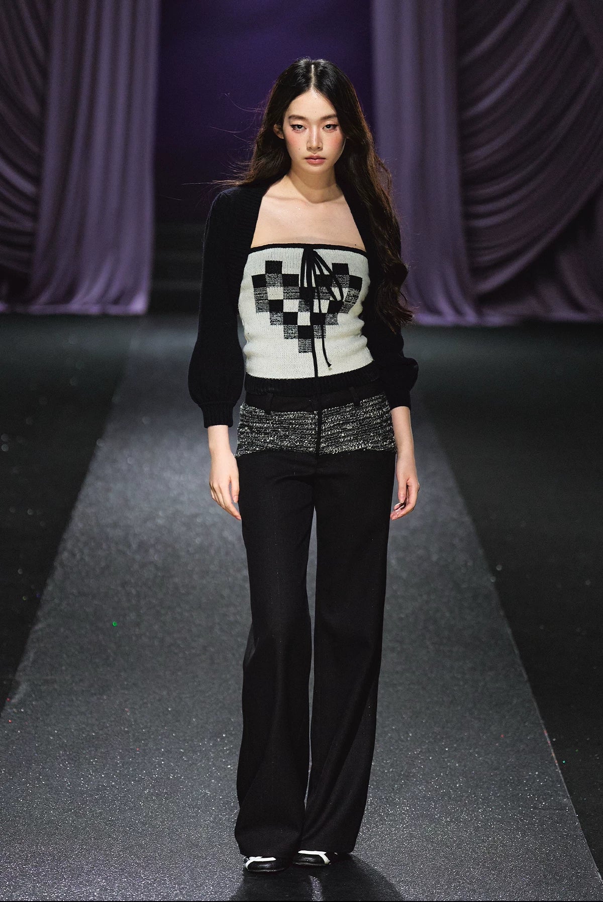 "Midnight Atelier" Black Double-Waist Straight-Leg Trousers